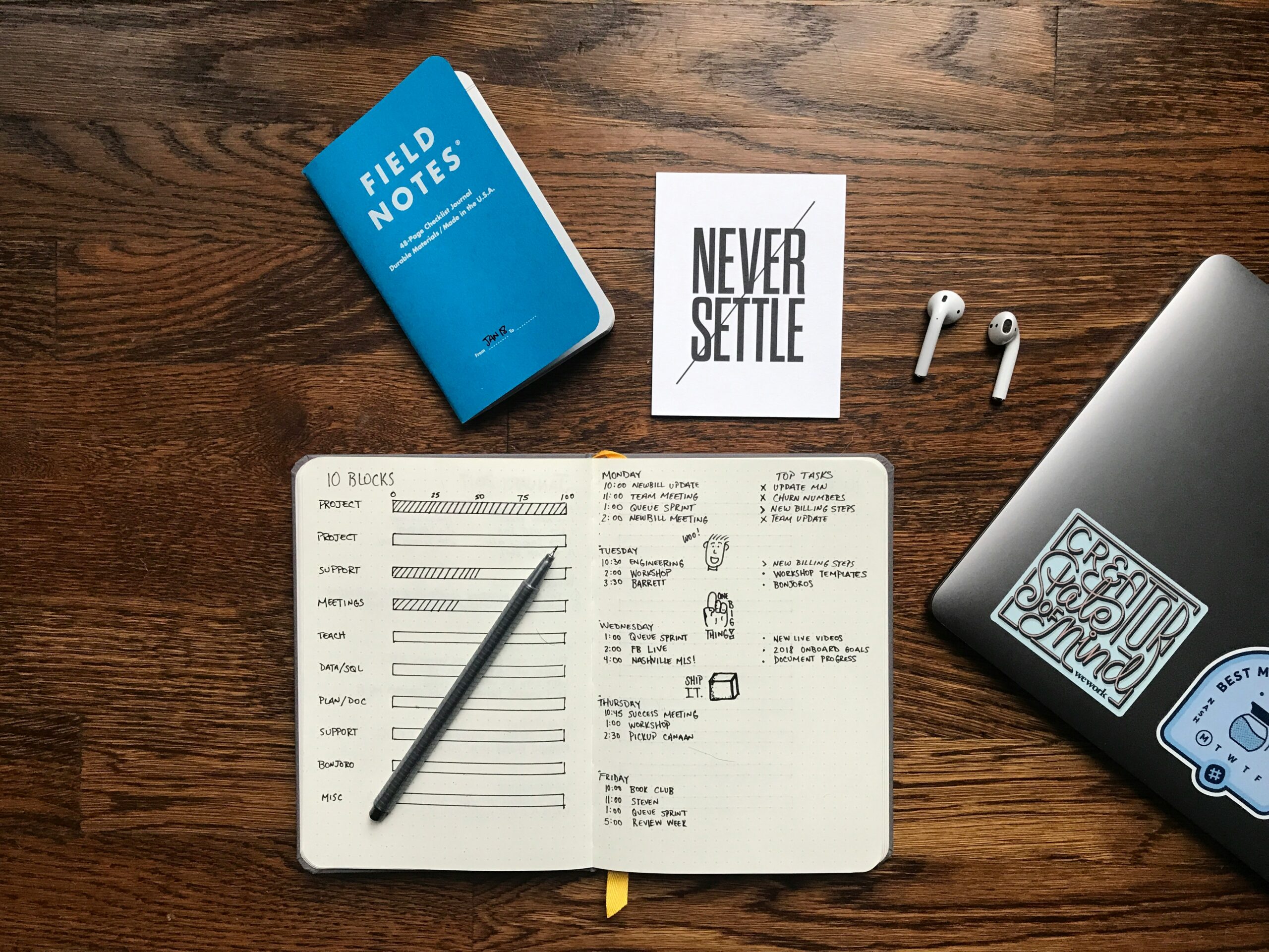 productivity planner on desk